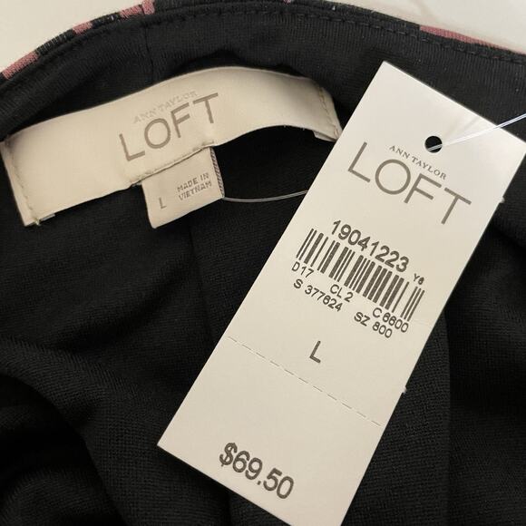 LOFT Sleeveless Blouson Knit Dress Size L Black Pink Floral Lined Bodice NEW - Picture 7 of 10